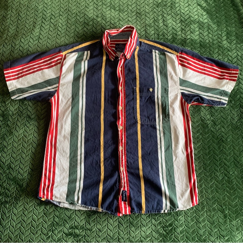 Catalina Striped Button Up Short Sleeve Shirt Mens Size Medium